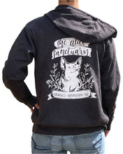 Load image into Gallery viewer, Woman wearing a dark grey hoodie with words on the back that say &quot;The Alice Sanctuary - kindness, compassion, love&quot; printed above a drawing of a pig.
